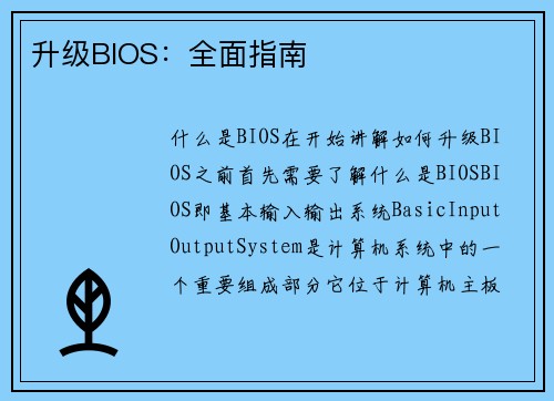 升级BIOS：全面指南